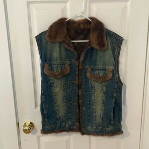 Tendler Denim Mink Lined Vest
